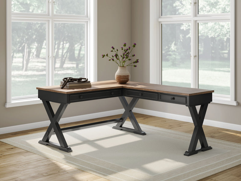 Wildenauer - Brown / Black - Home Office Desk And Return - JaxCo Furniture