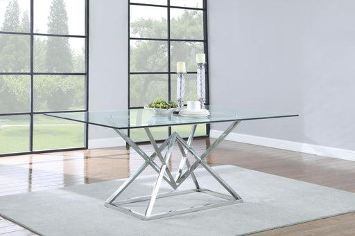 Beaufort - Rectangular Glass Top Dining Table - Chrome - JaxCo Furniture