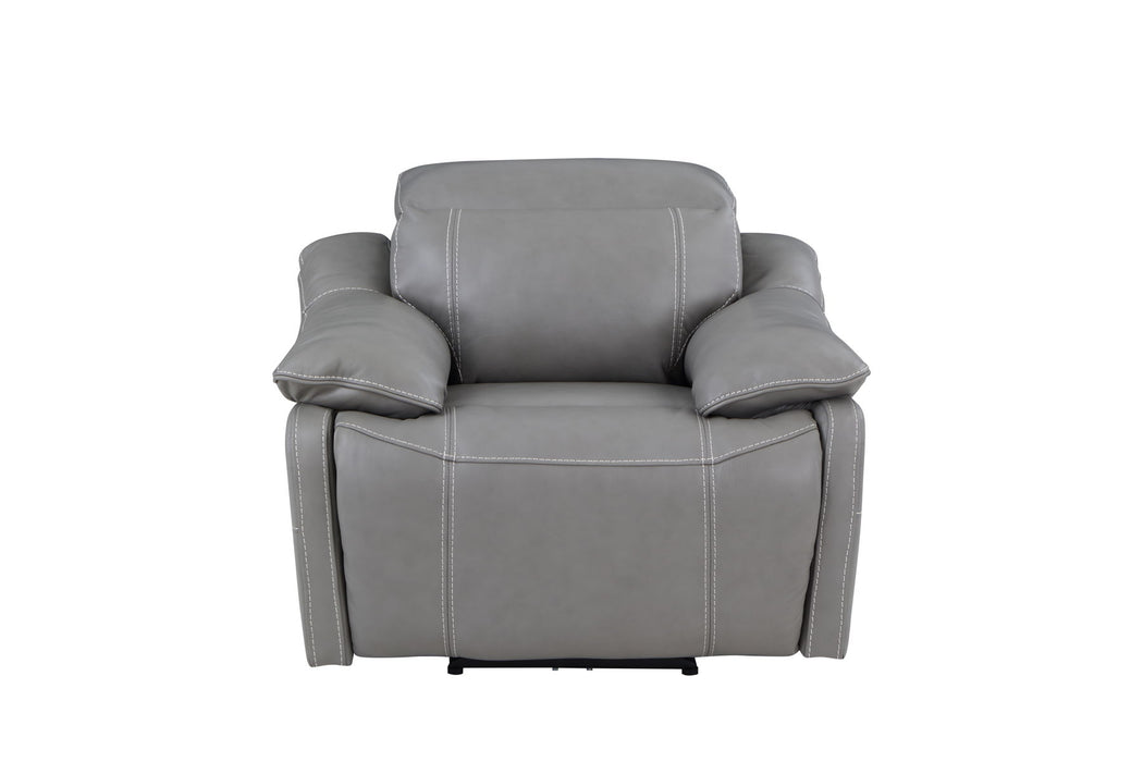 Alpine - Leather Dual Power Recliner - Gray - JaxCo Furniture