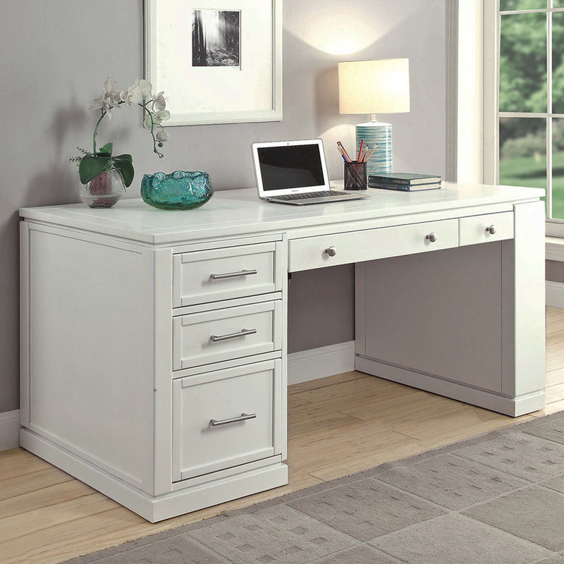 Catalina - Two Piece Writing Desk With Power Center And USB - Cottage White - JaxCo Furniture