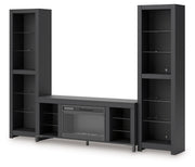 Cayberry - Black - 3-Piece Entertainment Center With Electric Fireplace - JaxCo Furniture