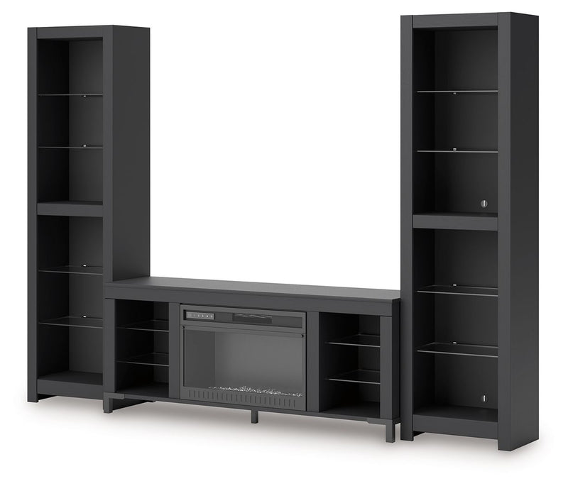 Cayberry - Black - 3-Piece Entertainment Center With Electric Fireplace - JaxCo Furniture