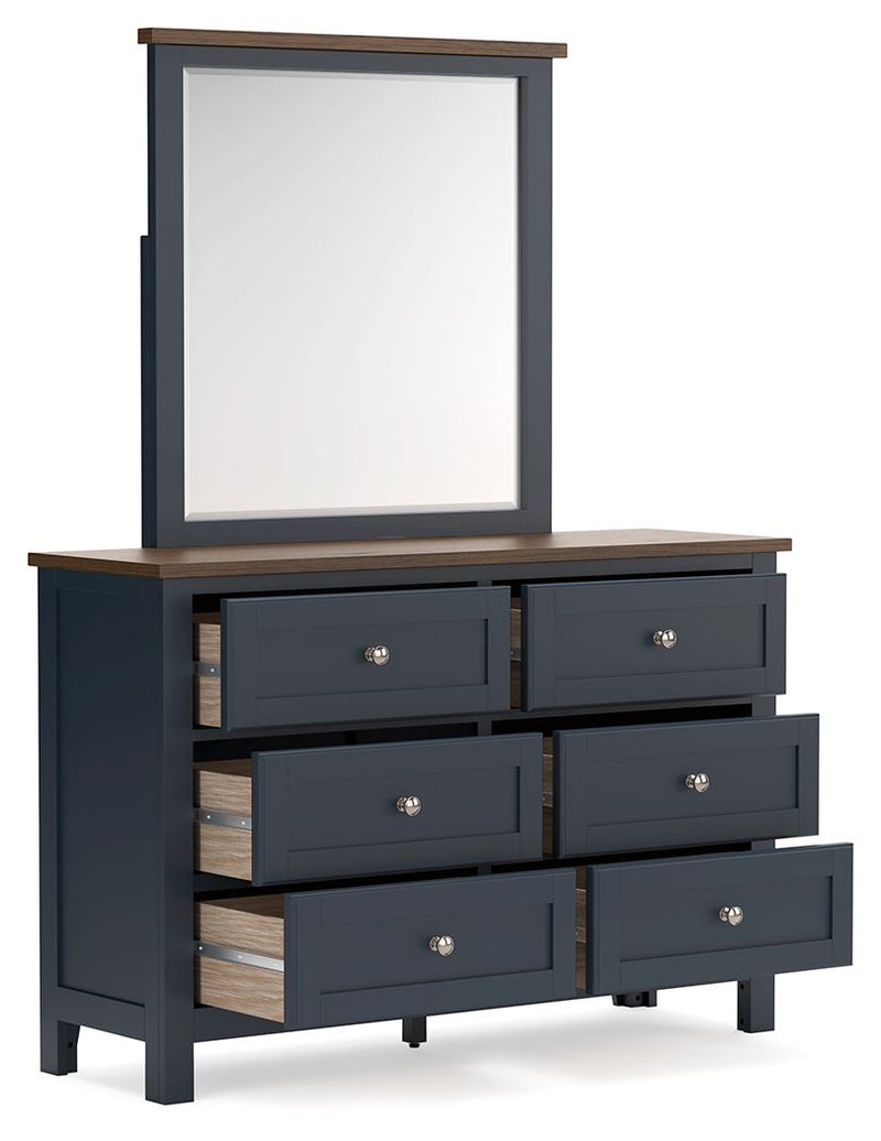 Landocken - Brown / Blue - Dresser and Mirror - JaxCo Furniture
