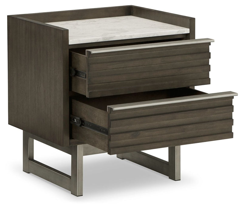 Arkenton - Grayish Brown / White - Two Drawer Night Stand - JaxCo Furniture