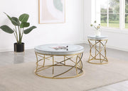 Elise - Round Mirror Top Coffee Table Set - JaxCo Furniture