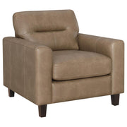 Scotland - Faux Leather Upholstered Track Arm Chair - JaxCo Furniture