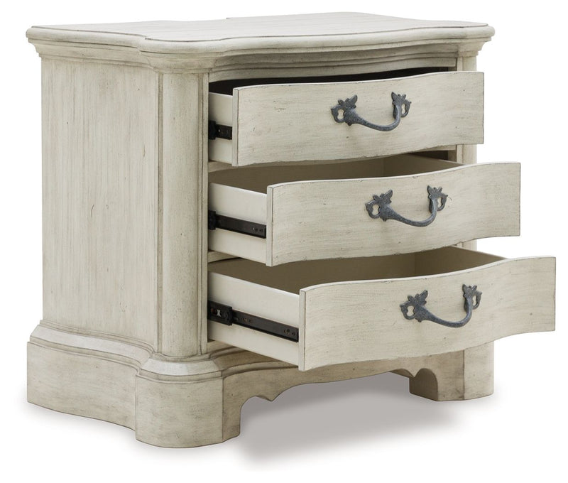 Arlendyne - Antique White - Three Drawer Night Stand - JaxCo Furniture