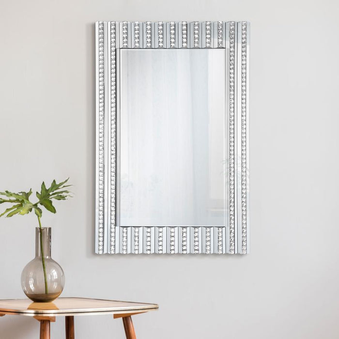 Aideen - Acrylic Crystal Wall Mirror - Silver - JaxCo Furniture