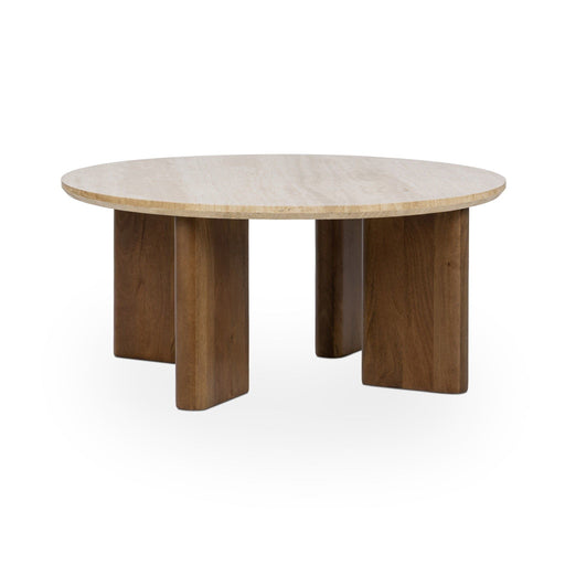 Idella - Travertine Round Table - JaxCo Furniture