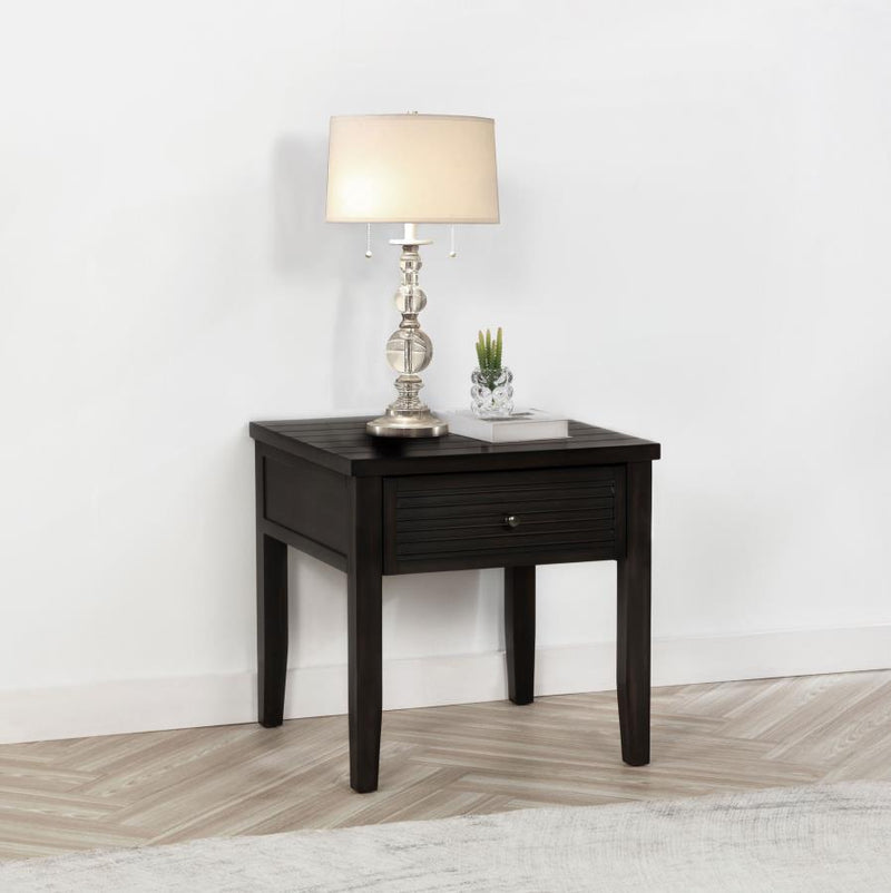 Concord - 1-Drawer Square End Table - Distressed Java - JaxCo Furniture