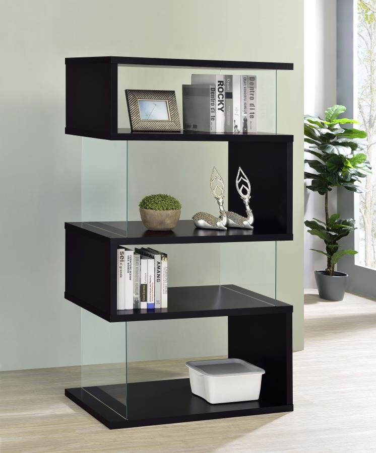 Emelle - 4-Shelf Glass Panel Bookshelf - JaxCo Furniture