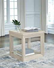 Marxhart - Bisque - Square End Table - JaxCo Furniture
