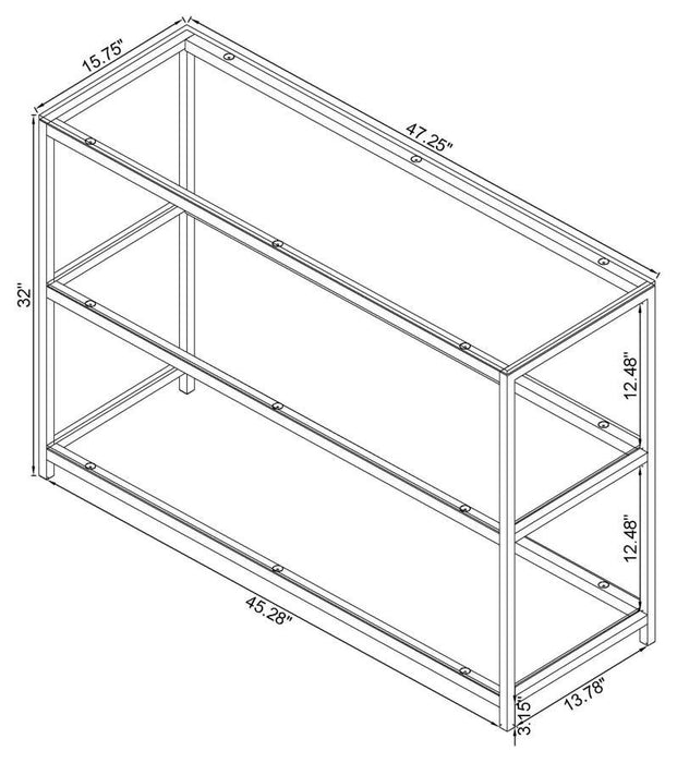 Trini - 2-Shelf Glass Top Entryway Console Table - Black Nickel - JaxCo Furniture