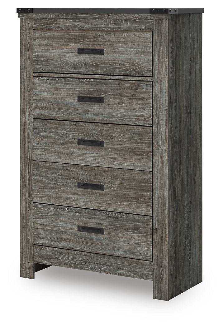 Frandern - Gray - Five Drawer Chest - JaxCo Furniture
