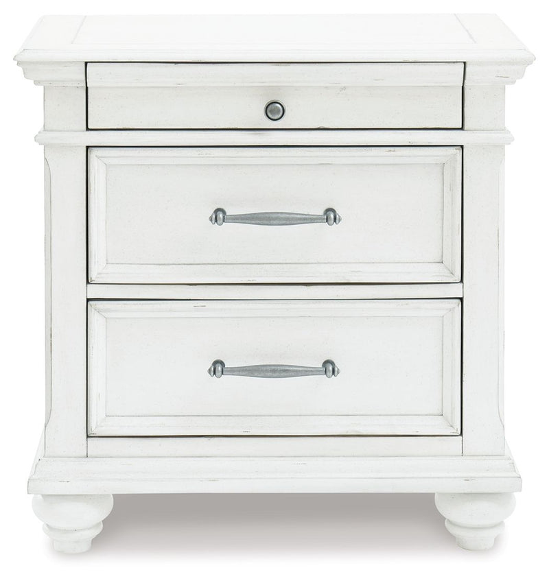 Kanwyn - Whitewash - Three Drawer Night Stand - JaxCo Furniture