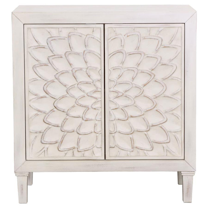 Clarkia - Accent Cabinet With Floral Carved Door - White - JaxCo Furniture