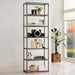 Kate - 5-Shelf Glass Bookshelf - Black Nickel - JaxCo Furniture