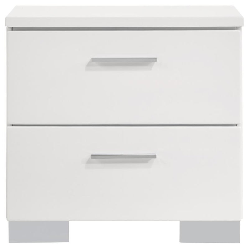 Felicity - 2-Drawer Nightstand - White High Gloss - JaxCo Furniture