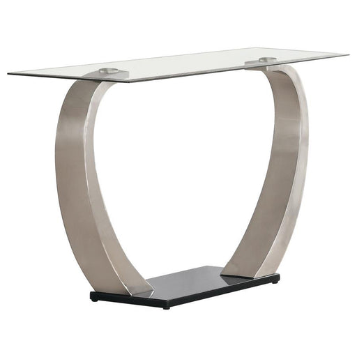 Pruitt - Glass Top Metal Base Console Table - Satin - JaxCo Furniture