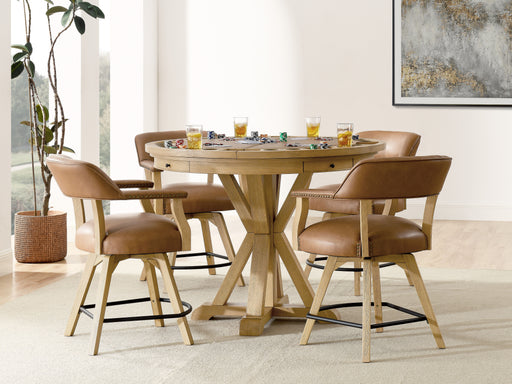 Rylie - 6 Piece Dining Set (Game Top Counter Table & 4 Counter Chairs) - Sand / Brown - JaxCo Furniture