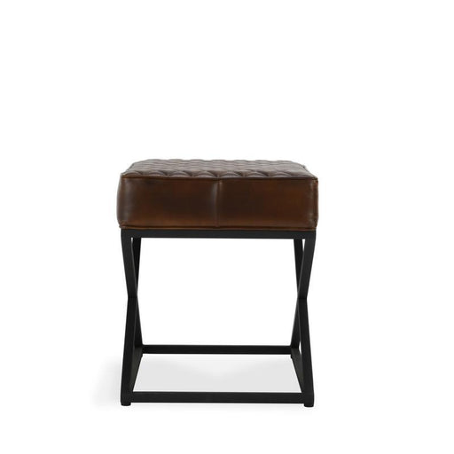 Bruno - Leather Rectangle Stool - Rustic Brown - JaxCo Furniture