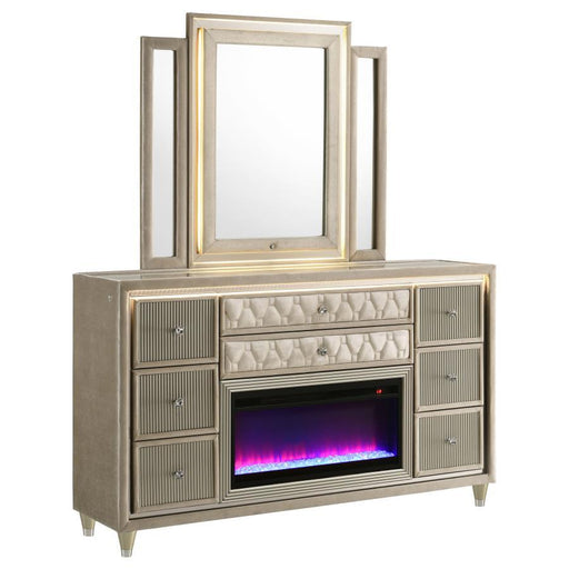Lorient - 8-Drawer LED Bedroom Flame Box Dresser - JaxCo Furniture
