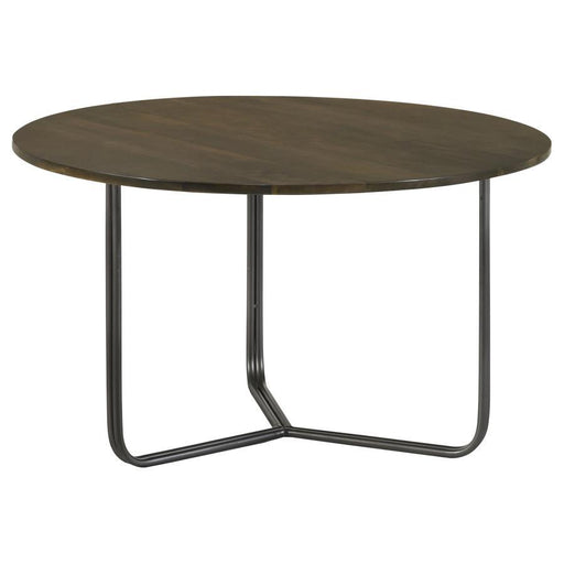 Yaritza - Round Mango Wood Coffee Table - Natural And Gunmetal - JaxCo Furniture