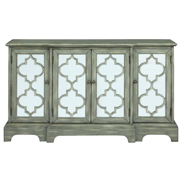 Erigeron - 4 Door Wood Trellis Storage Accent Cabinet - Gray - JaxCo Furniture