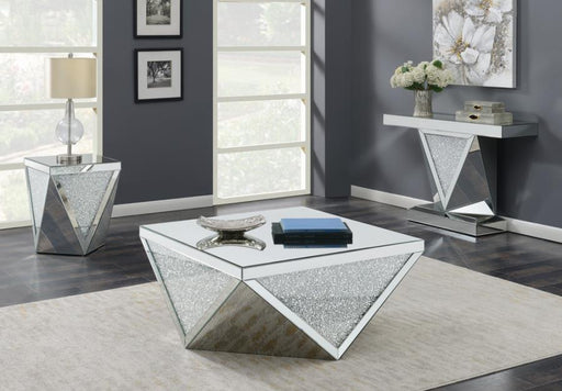 Amore - Square Mirrored Acrylic Crystal Side End Table - Silver - JaxCo Furniture