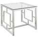 Merced - Square Glass Top Side End Table - Nickel - JaxCo Furniture