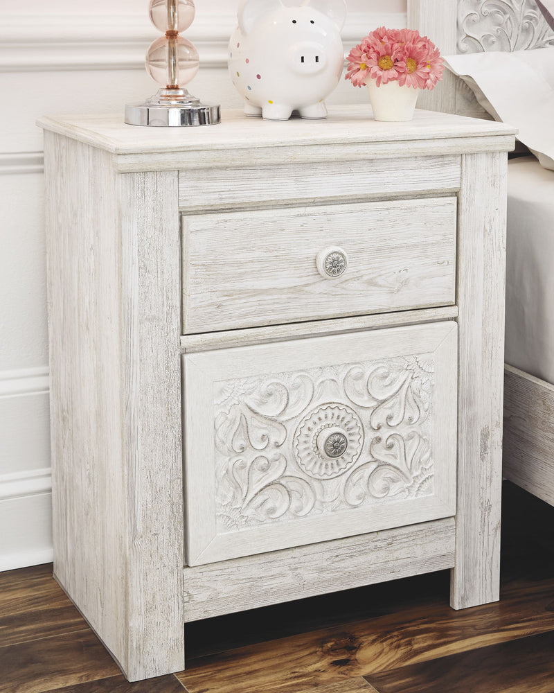 Paxberry - Whitewash - Two Drawer Night Stand - JaxCo Furniture