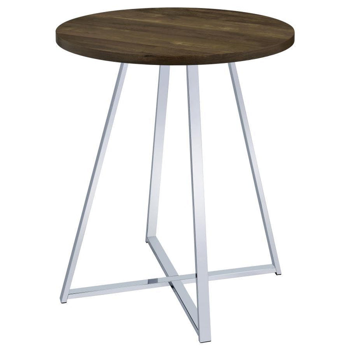 Burkhart - Round Pub Height Bistro Bar Table - Brown Oak - JaxCo Furniture