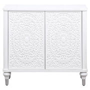 Cardella - 2 Door Mandala Accent Cabinet - Distressed White - JaxCo Furniture