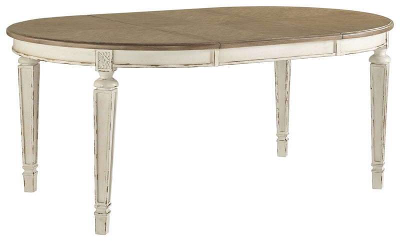 Realyn - Chipped White - Oval Dining Room Extension Table - JaxCo Furniture