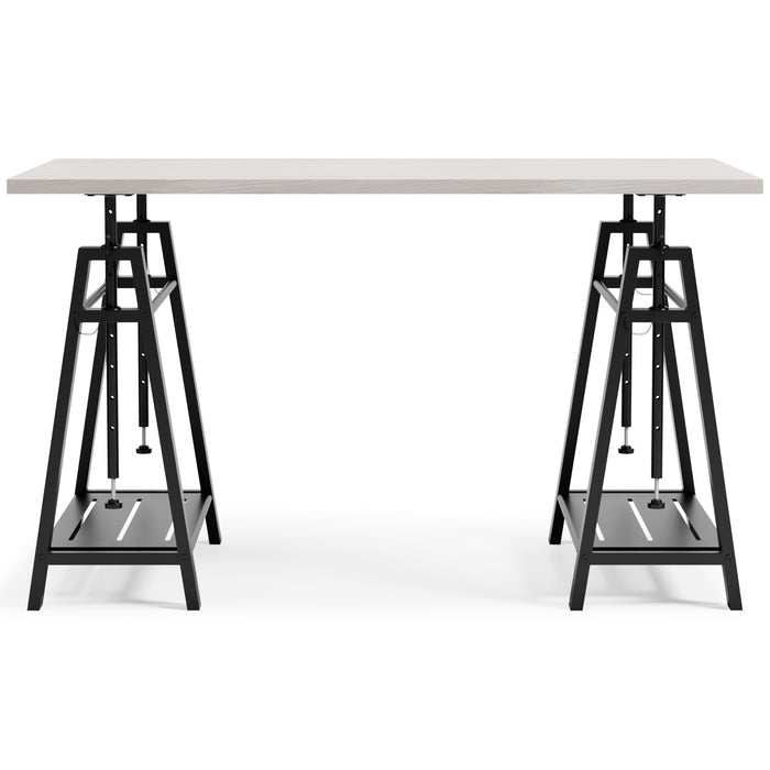 Bayflynn - White / Black - Adjustable Height Desk