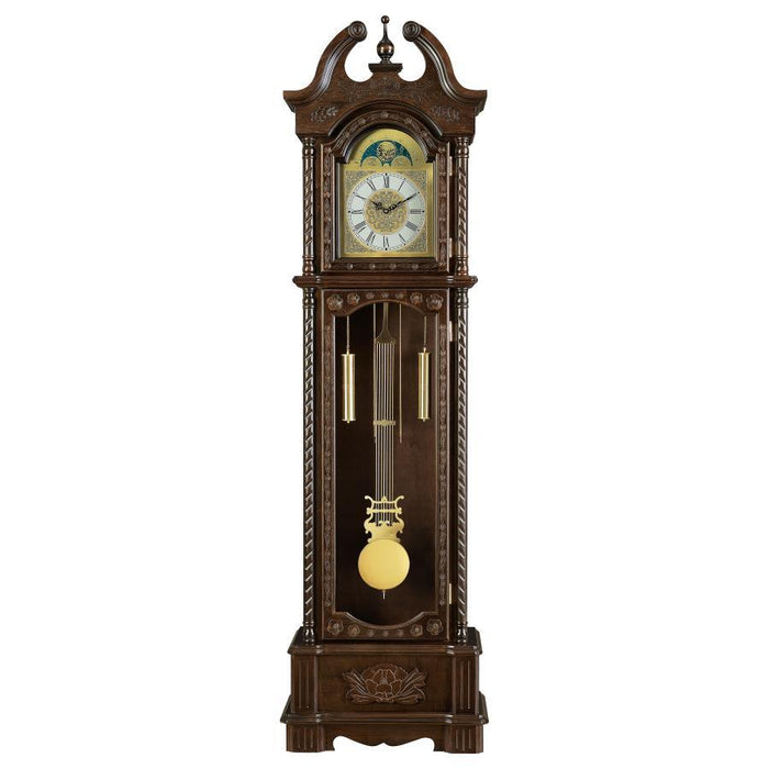 Cedric - Grandfather Clock With Adjustable Chime - Golden Brown - JaxCo Furniture