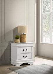 Louis Philippe - 2-Drawer Nightstand Bedside Table - White - JaxCo Furniture