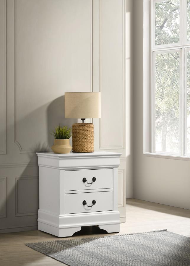 Louis Philippe - 2-Drawer Nightstand Bedside Table - White - JaxCo Furniture