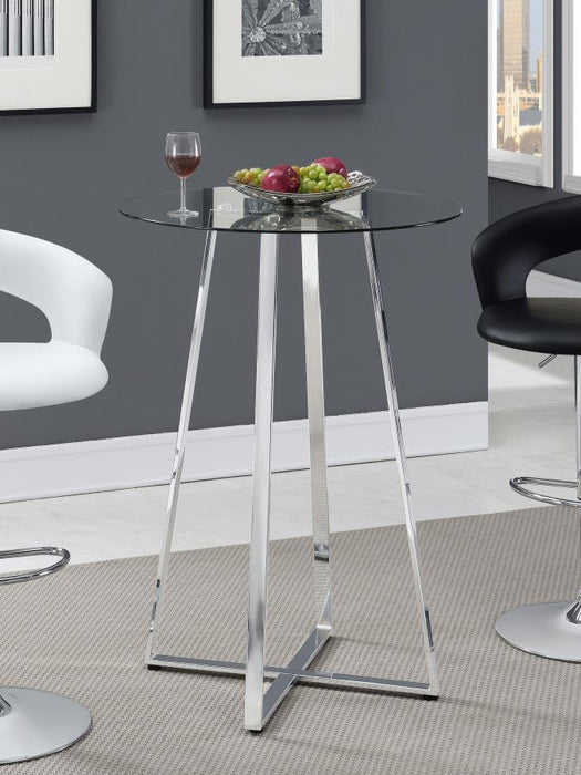 Zanella - Round Glass Top Bistro Bar Table - Chrome - JaxCo Furniture