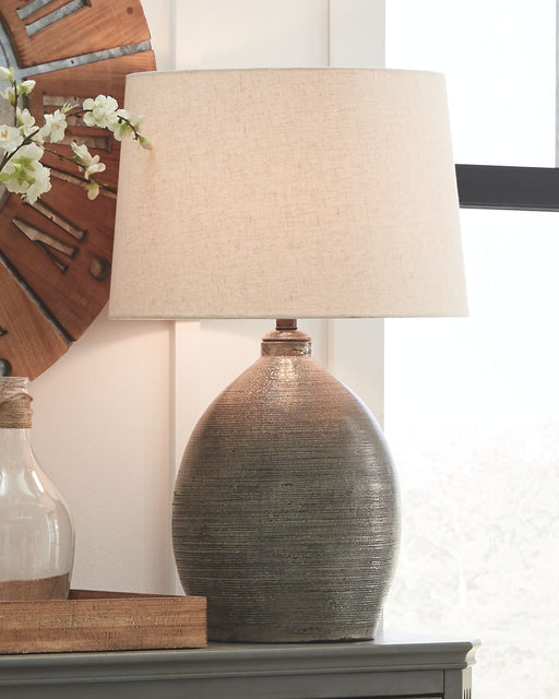 Joyelle - Gray - Terracotta Table Lamp - JaxCo Furniture