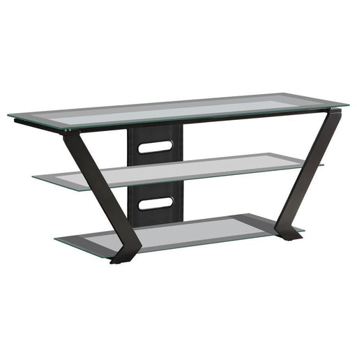 Donlyn - 2-Tier Metal TV Stand With Glass Shelves - Black - JaxCo Furniture