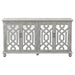 Melanie - 4 Door Wood Trellis Accent Cabinet - Distressed White - JaxCo Furniture