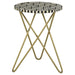 Xenia - Round Bone Inlay Accent Side Table - White And Gold - JaxCo Furniture