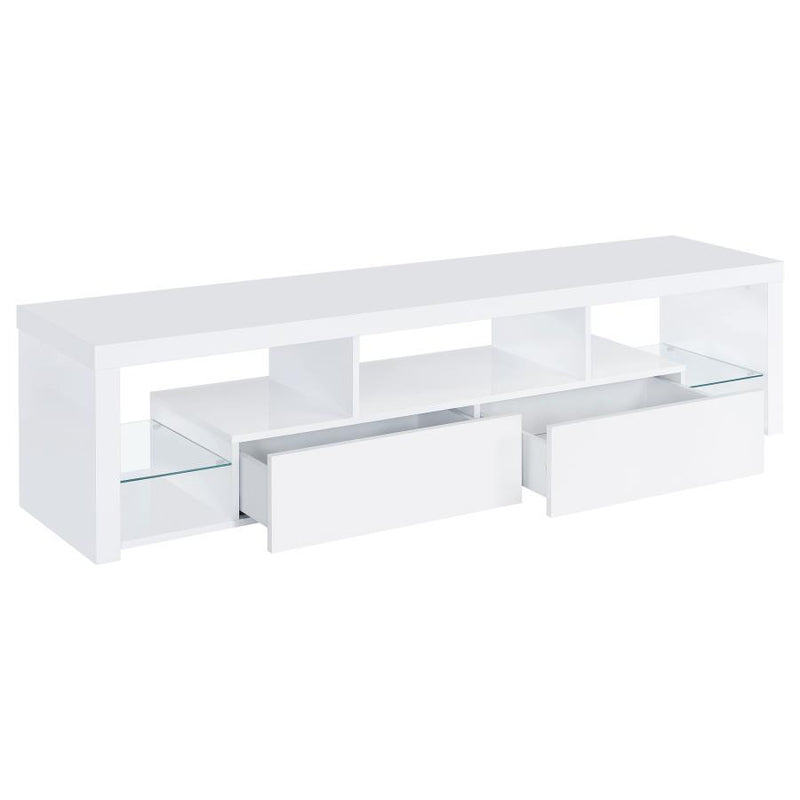 Jude - 2-Drawer Engineered Wood TV Stand - High Gloss White - JaxCo Furniture