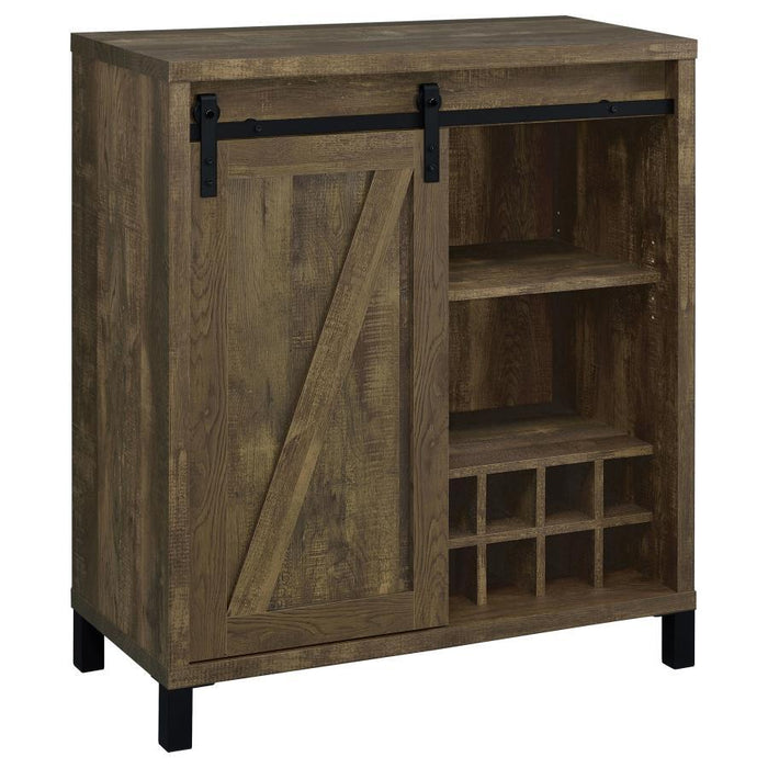 Arlington - Sliding Door Home Bar Wine Cabinet - Rustic Oak - JaxCo Furniture