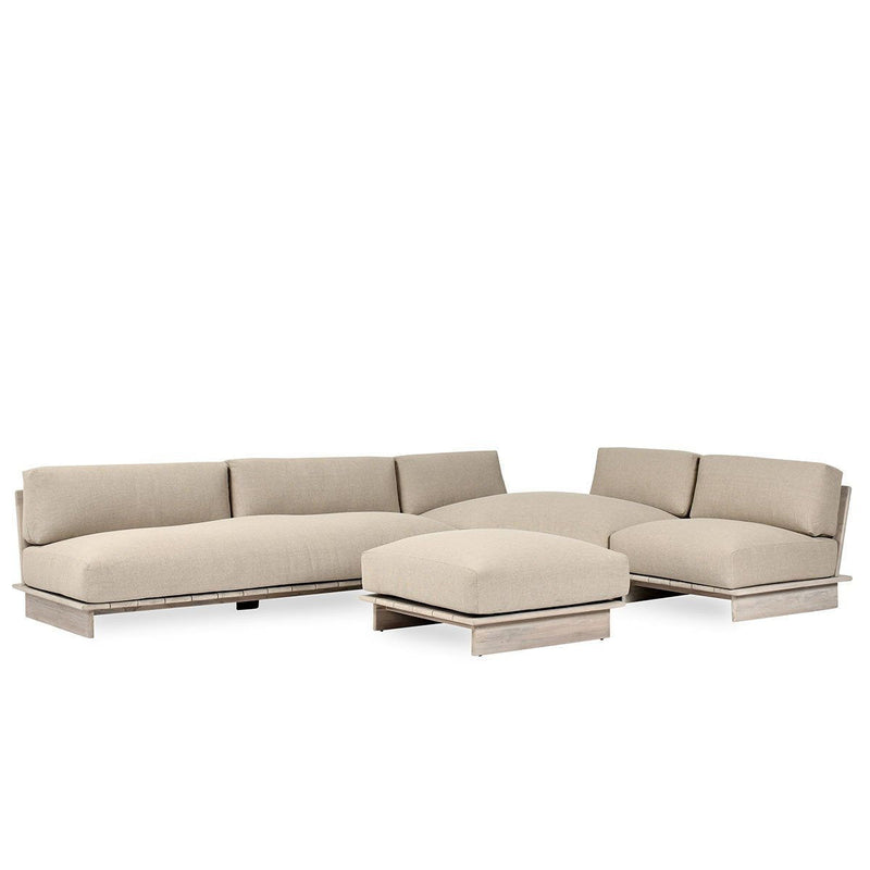 Livia - Teak 3 Piece Outdoor Sectional - Taupe - JaxCo Furniture