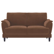 Selma - Velvet Upholstered Crescent Arm Loveseat - Rust - JaxCo Furniture