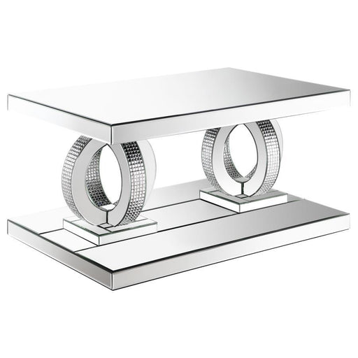 Breena - Rectangular Mirrored Acrylic Coffee Table - Silver - JaxCo Furniture