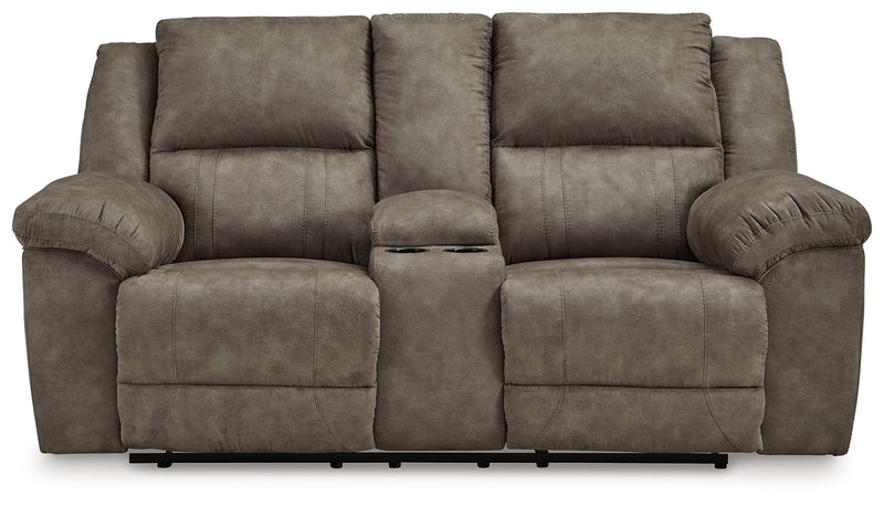 Laresview - Fossil - Dbl Reclining Loveseat with Console - JaxCo Furniture