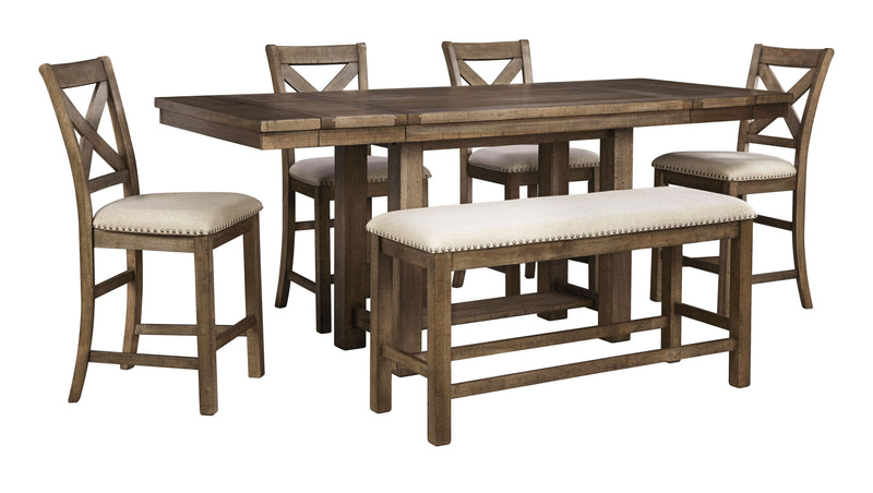Moriville - Grayish Brown - Rectangular Dining Room Counter Extension Table - JaxCo Furniture